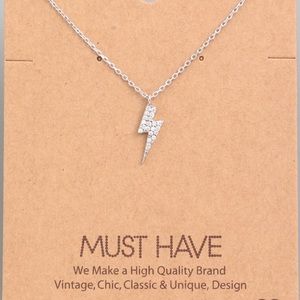 NEW✨Lightning bolt jeweled sparkle silver necklace